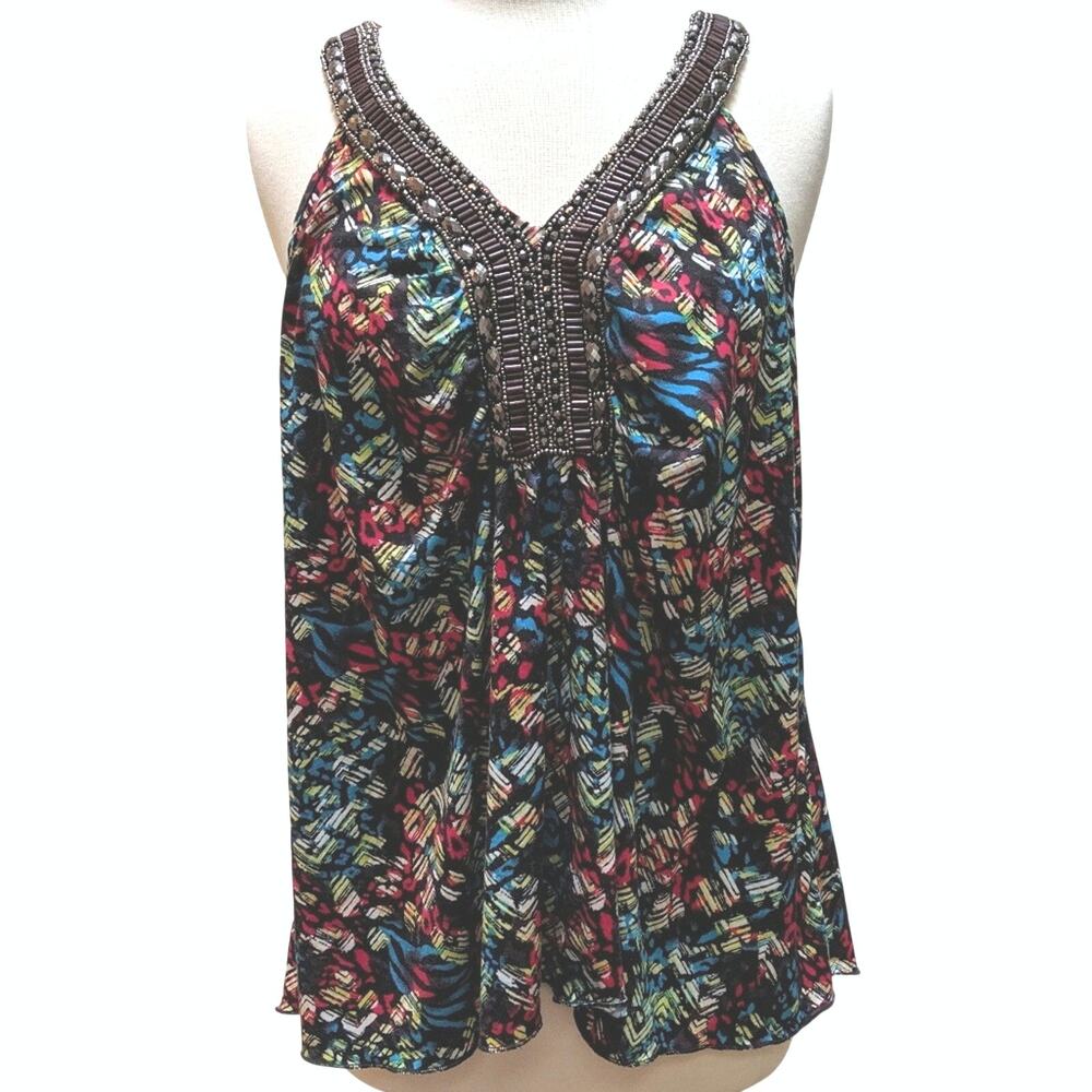 Belle Du Jour embellished racerback tank. 1X